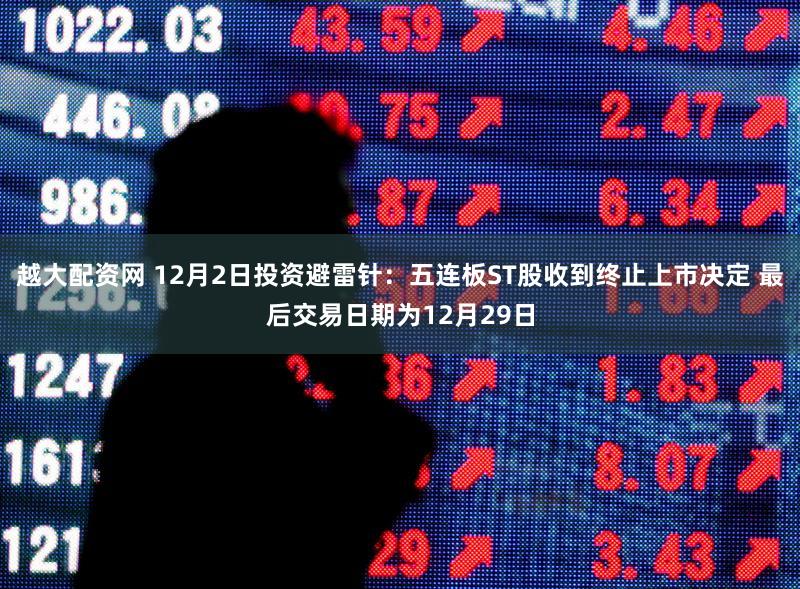 越大配资网 12月2日投资避雷针：五连板ST股收到终止上市决定 最后交易日期为12月29日