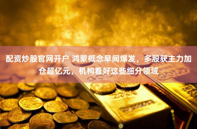 配资炒股官网开户 鸿蒙概念早间爆发，多股获主力加仓超亿元，机构看好这些细分领域